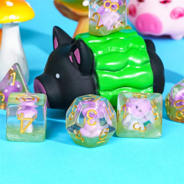 Paddenstoelen dice set Paars