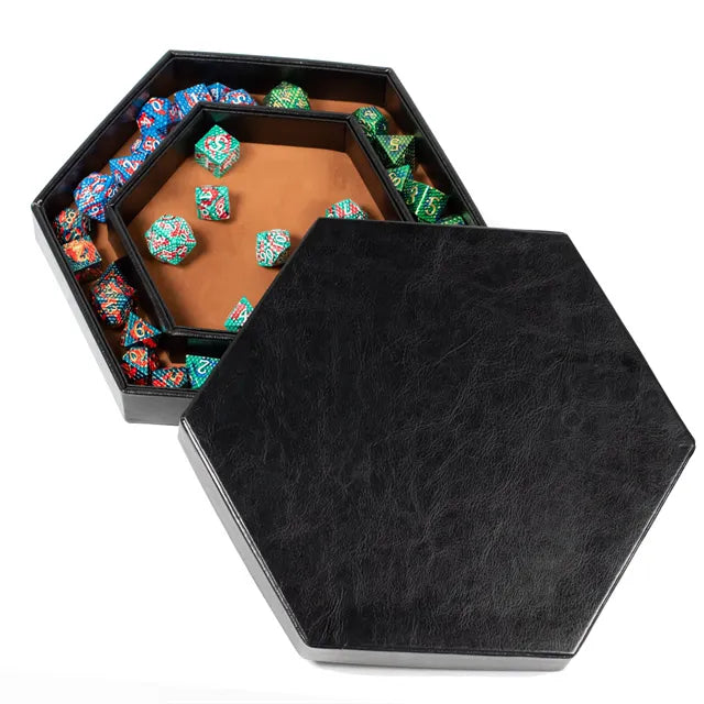 Luxe dice tray met opberg rand 6 hoeken
