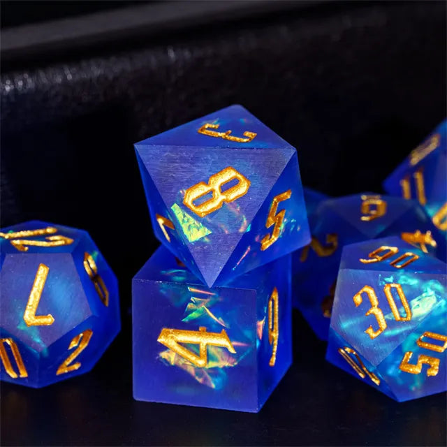 Handmade Frosted Dice Blauw