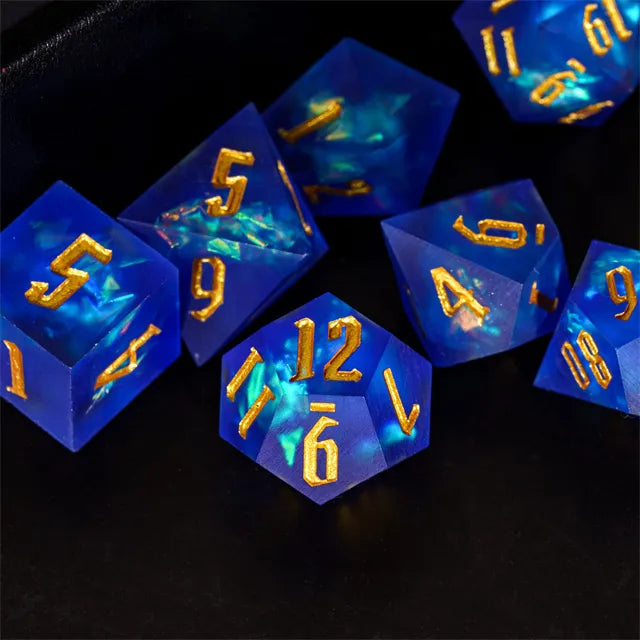 Handmade Frosted Dice Blauw