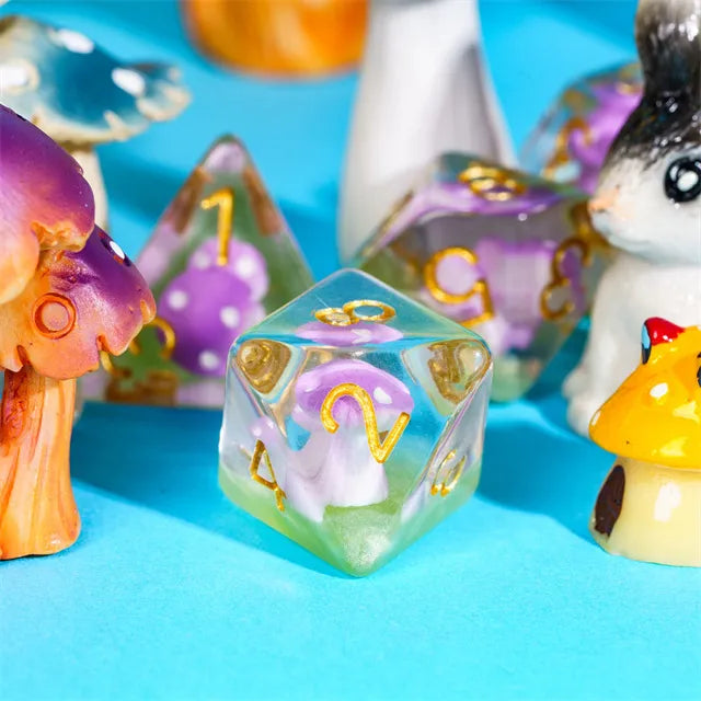 Paddenstoelen dice set Paars