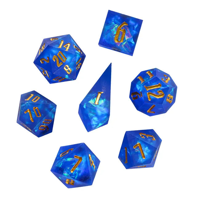 Handmade Frosted Dice Blauw