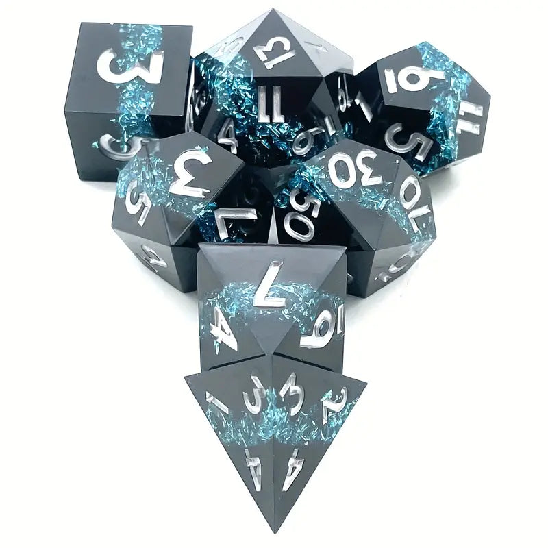 Handmade sharp edge dice Black blue