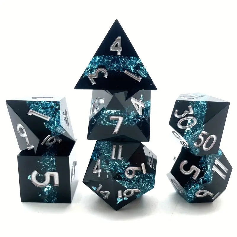 Handmade sharp edge dice Black blue