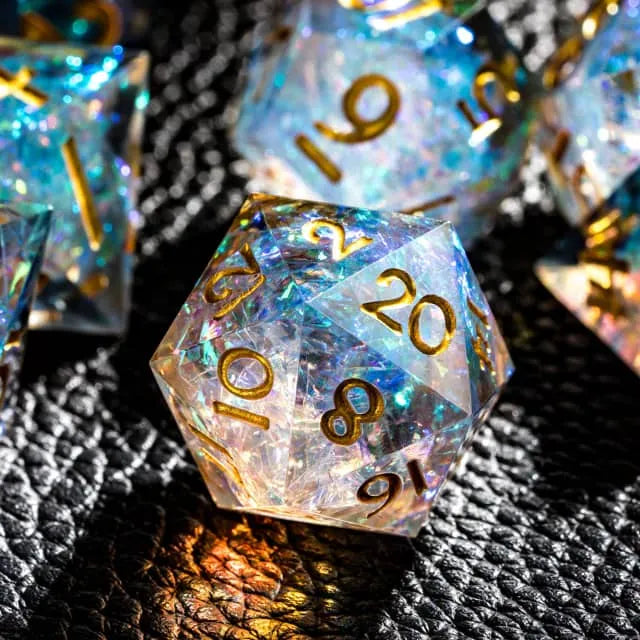 Handmade sharp edge blue purple DND Dice