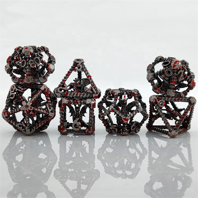 Hollow dragon metal dice set