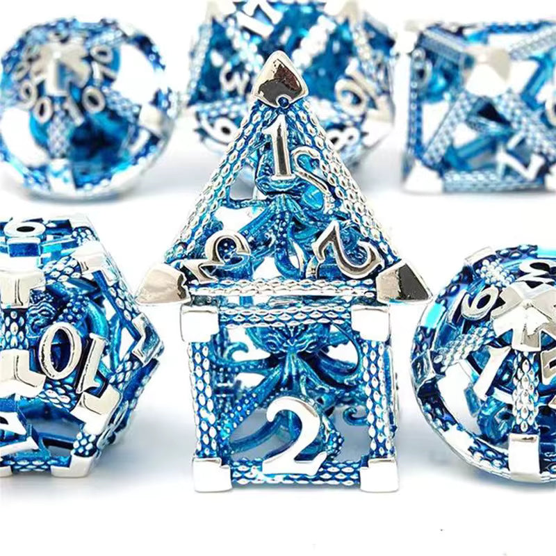 Hollow Octopus metal dice set color