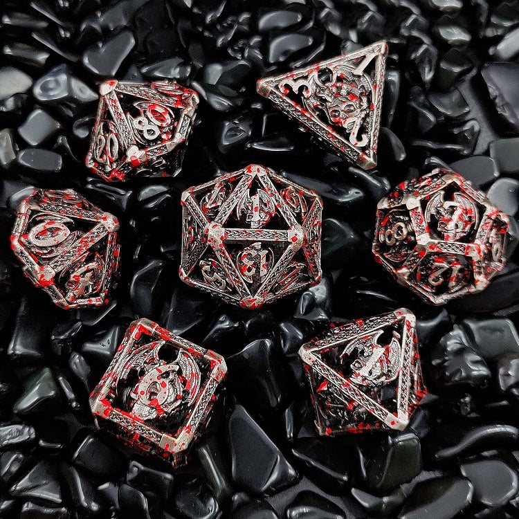 Hollow demon dragon metal dice set