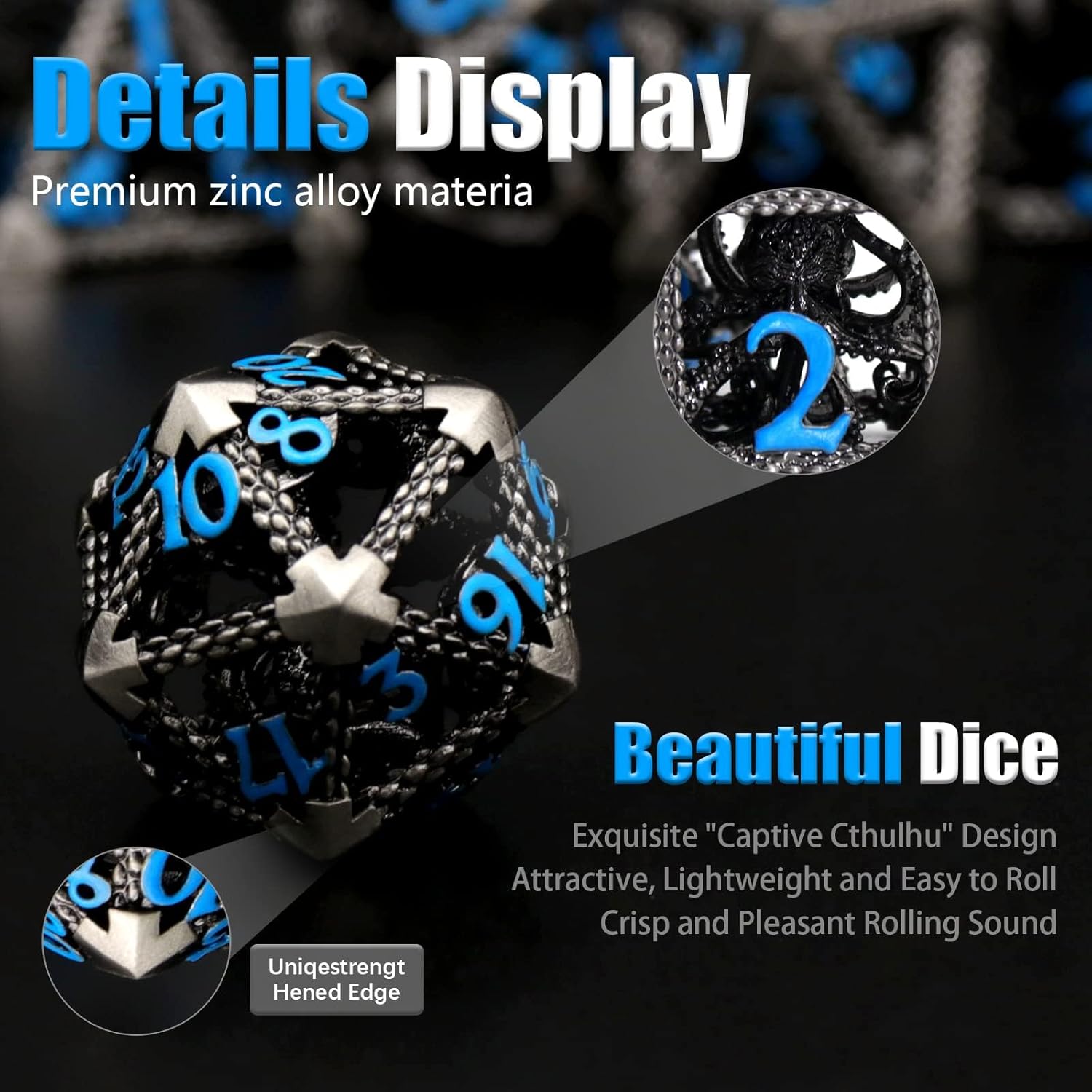 Hollow Octopus metal dice set