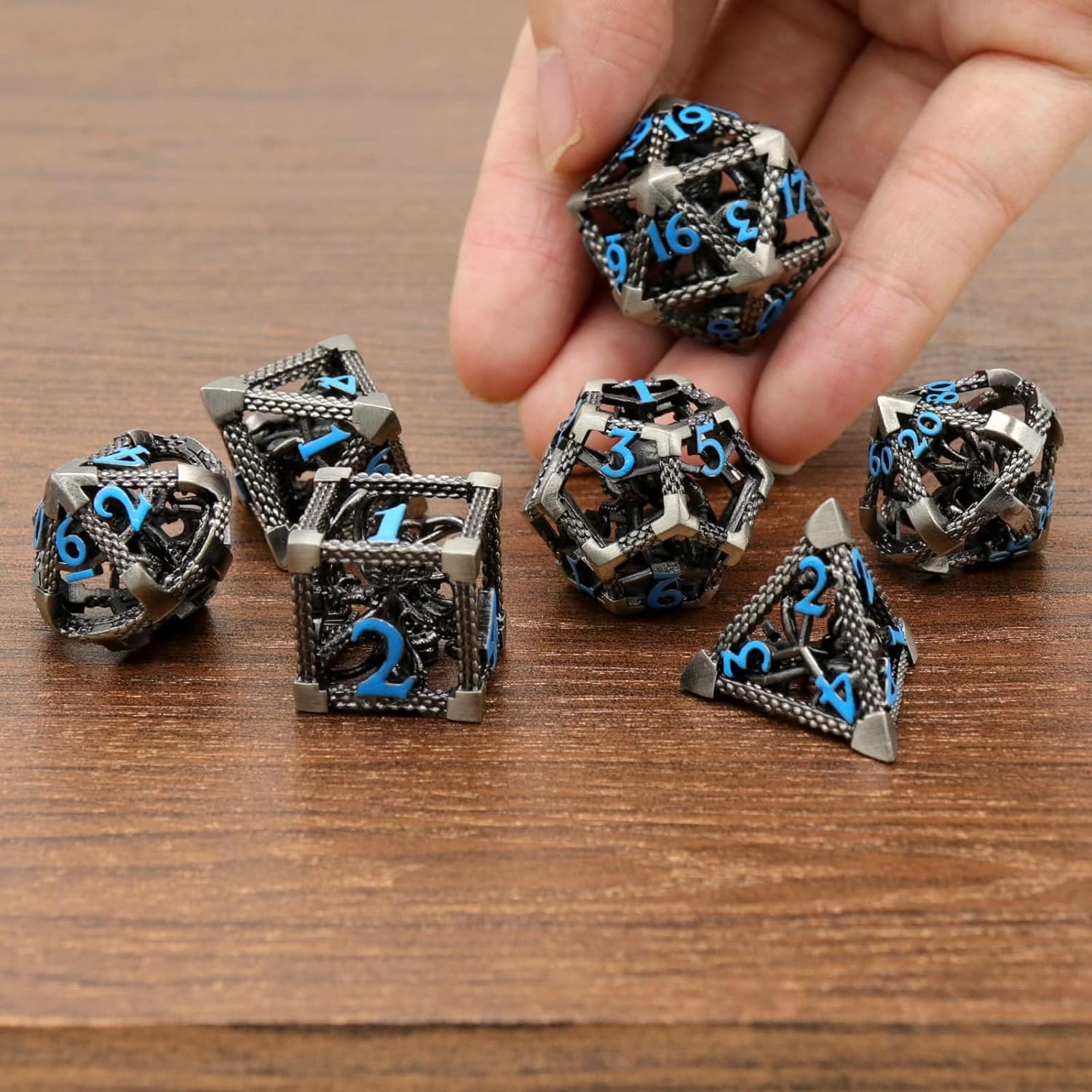 Hollow Octopus metal dice set