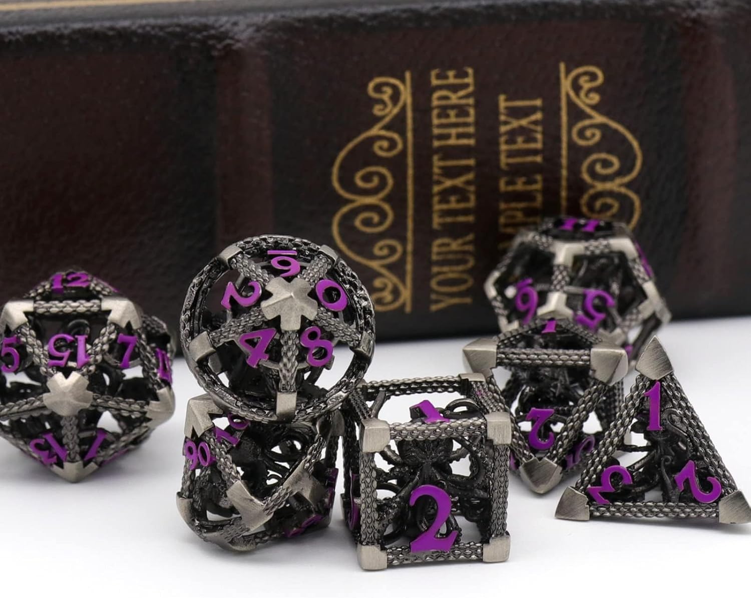Hollow Octopus metal dice set