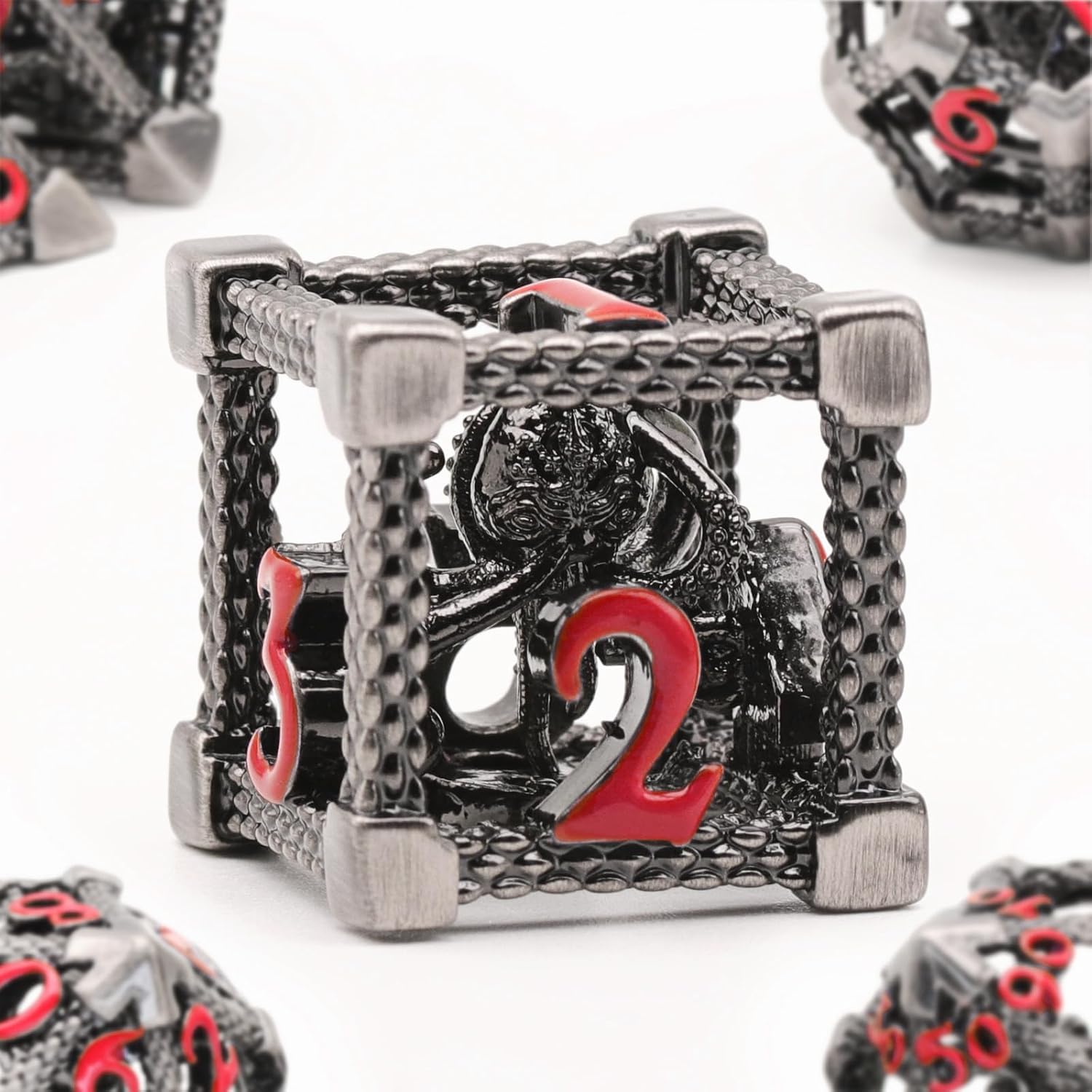 Hollow Octopus metal dice set