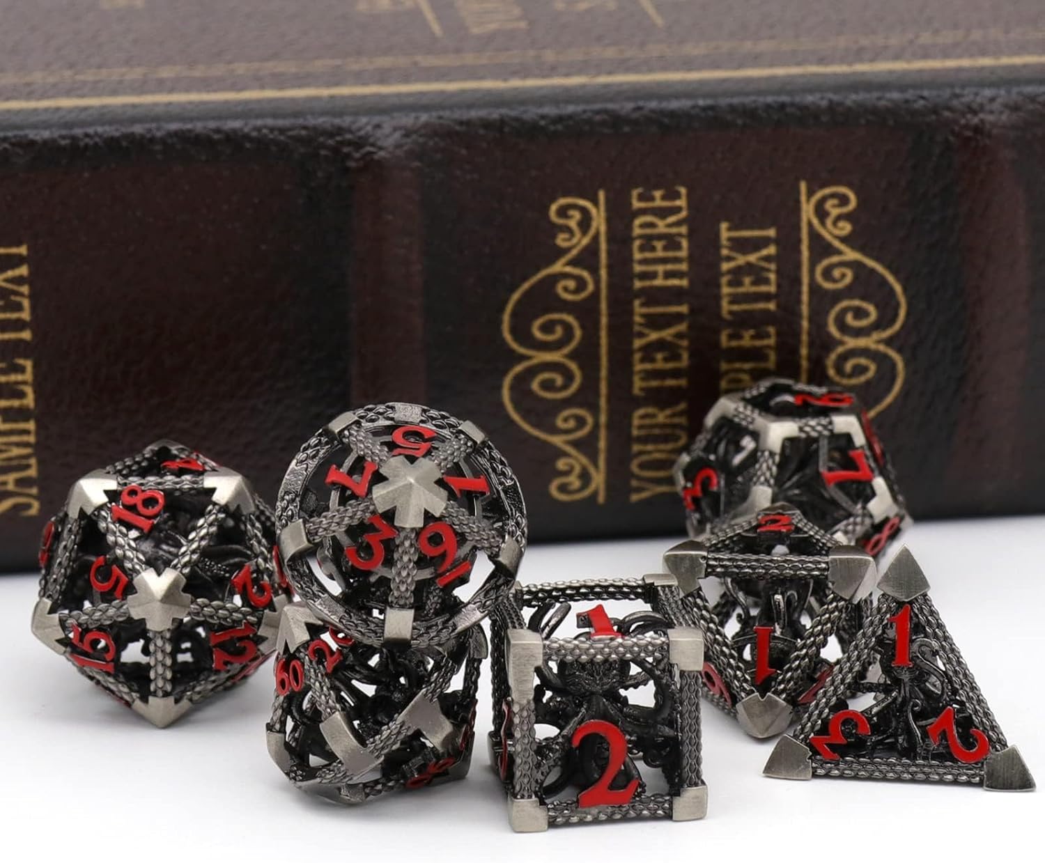 Hollow Octopus metal dice set