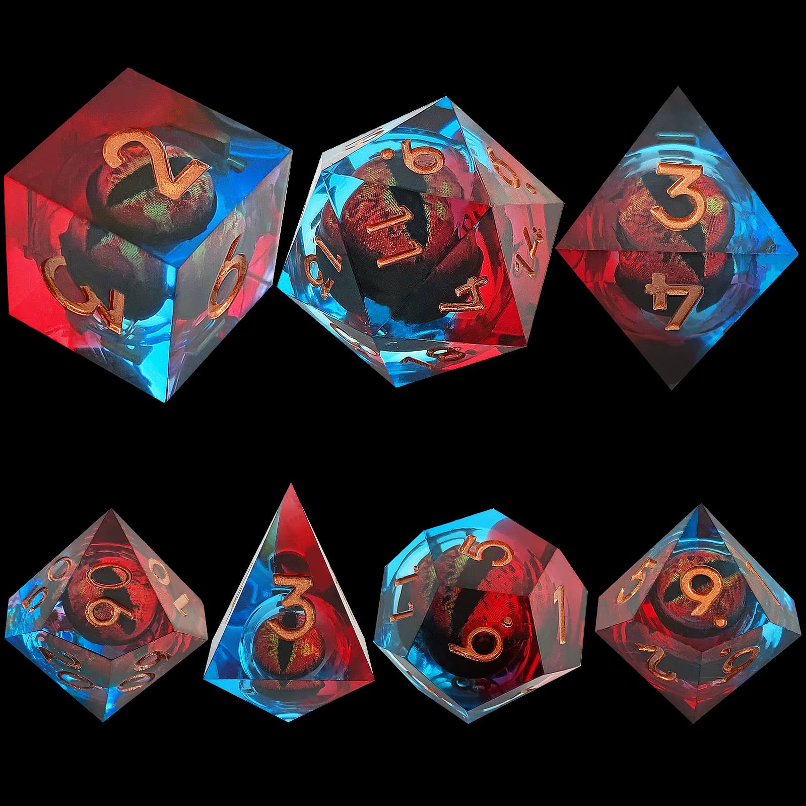 Moving Eye Bal Dice Set Liquid Core