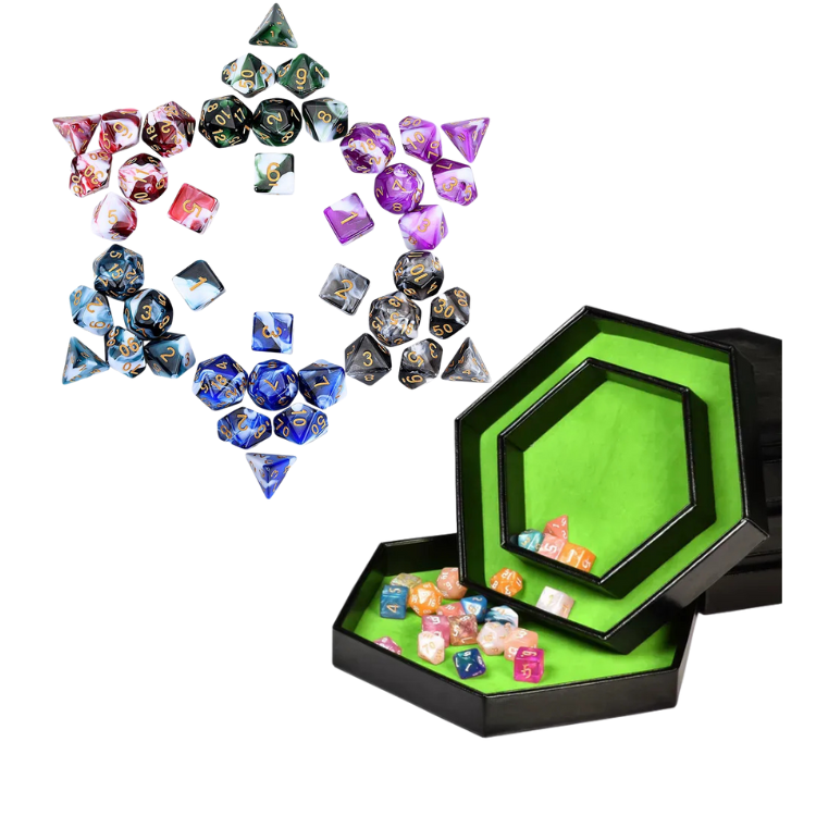 Luxe dice tray met opberg rand 6 hoeken