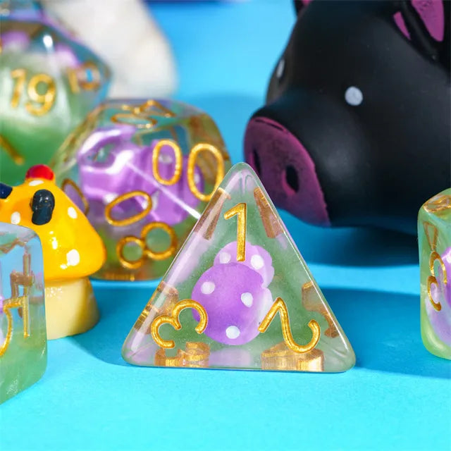 Paddenstoelen dice set Paars