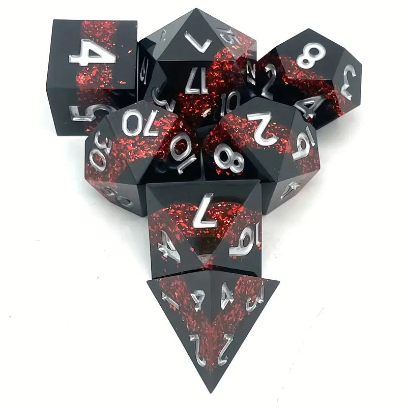 Handmade sharp edge dice Black red