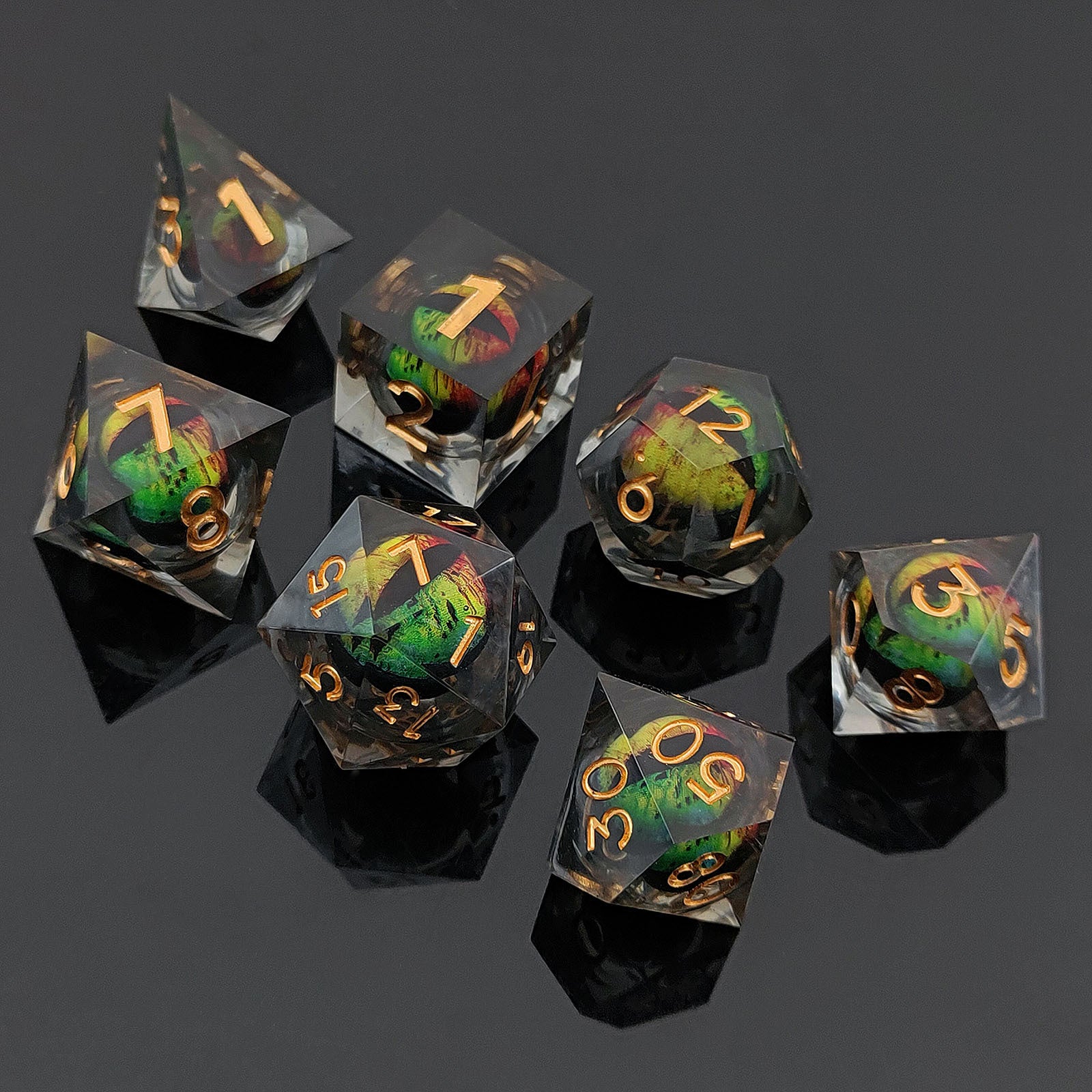 Moving Eye Bal Dice Set Liquid Core