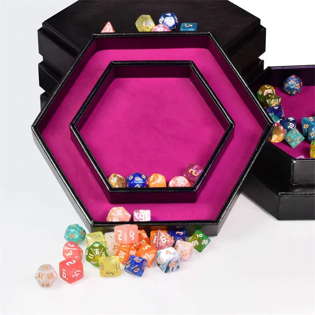 Luxe dice tray met opberg rand 6 hoeken