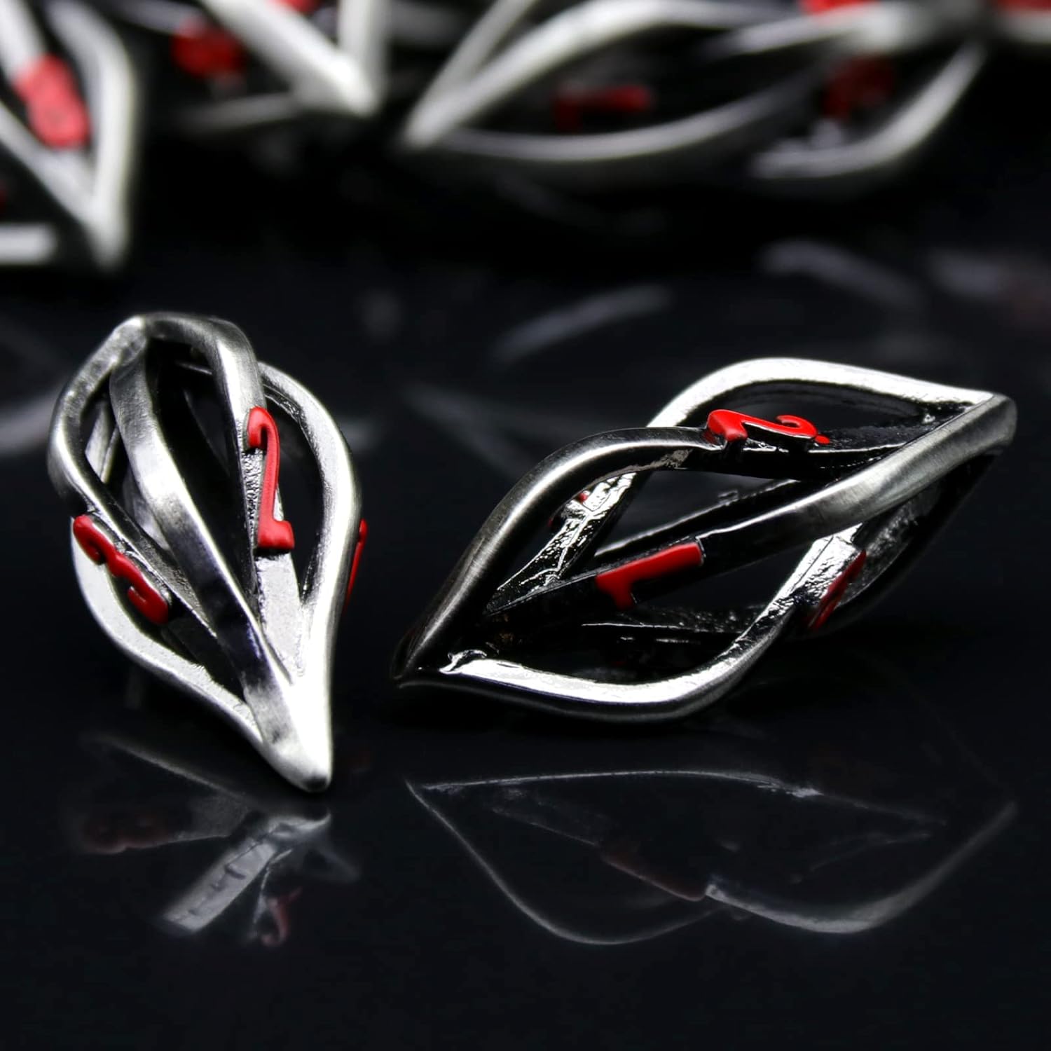 Hollow futuristic metal dice set