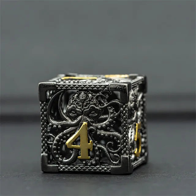 Hollow Octopus metal dice set