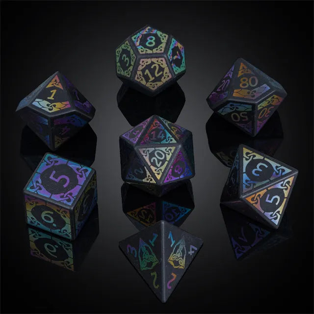 Colorful Obsidian gemstone dice