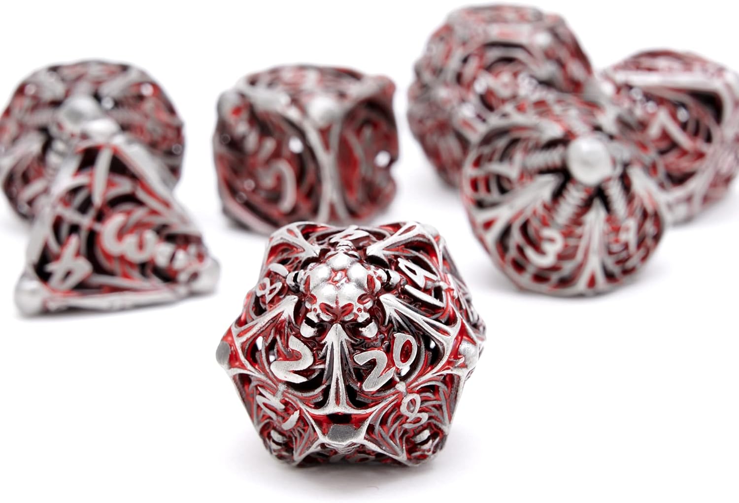 Hollow human bone metal dice set