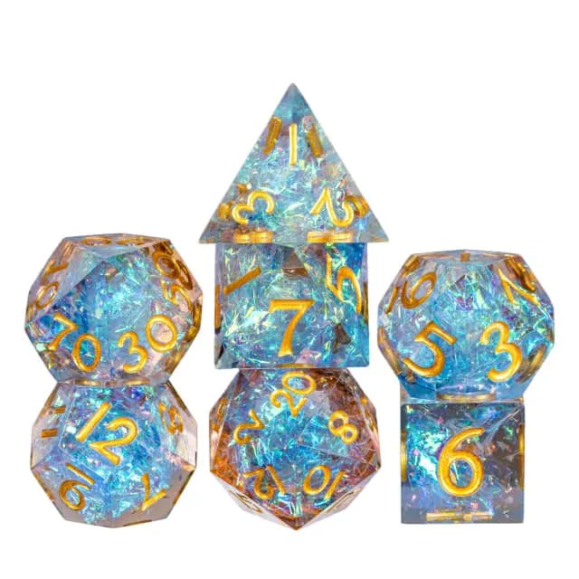 Handmade sharp edge blue purple DND Dice