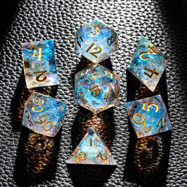 Handmade sharp edge blue purple DND Dice