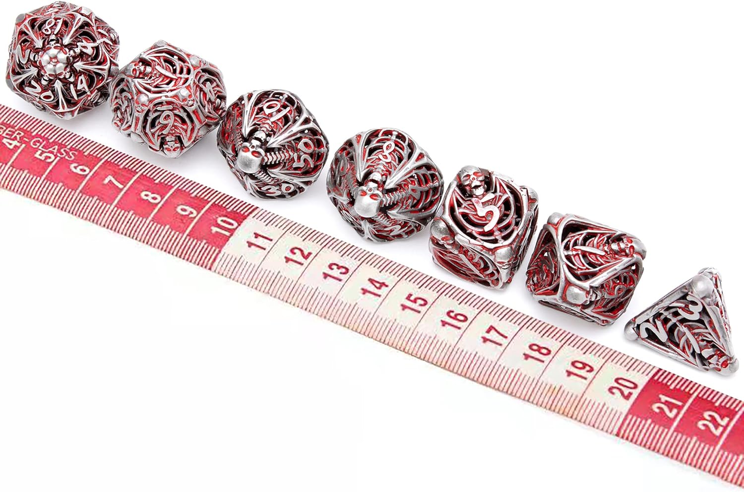 Hollow human bone metal dice set