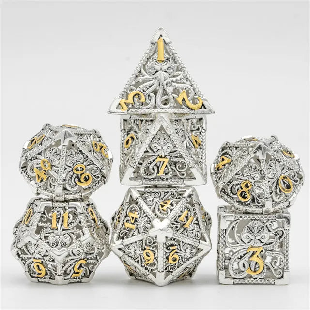 Hollow Octopus metal dice set