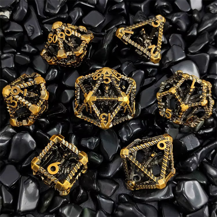 Hollow dragon metal dice set
