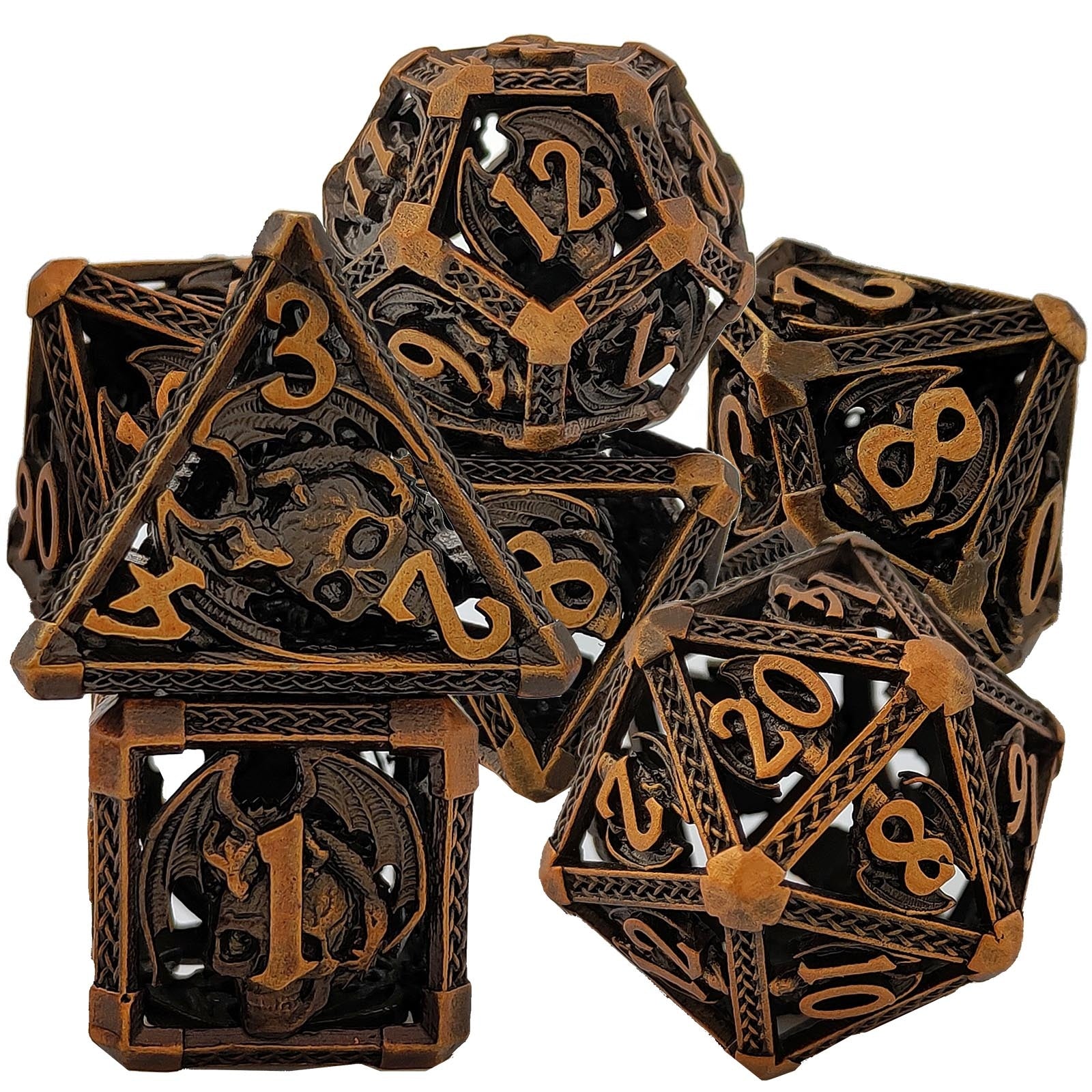Hollow demon dragon metal dice set