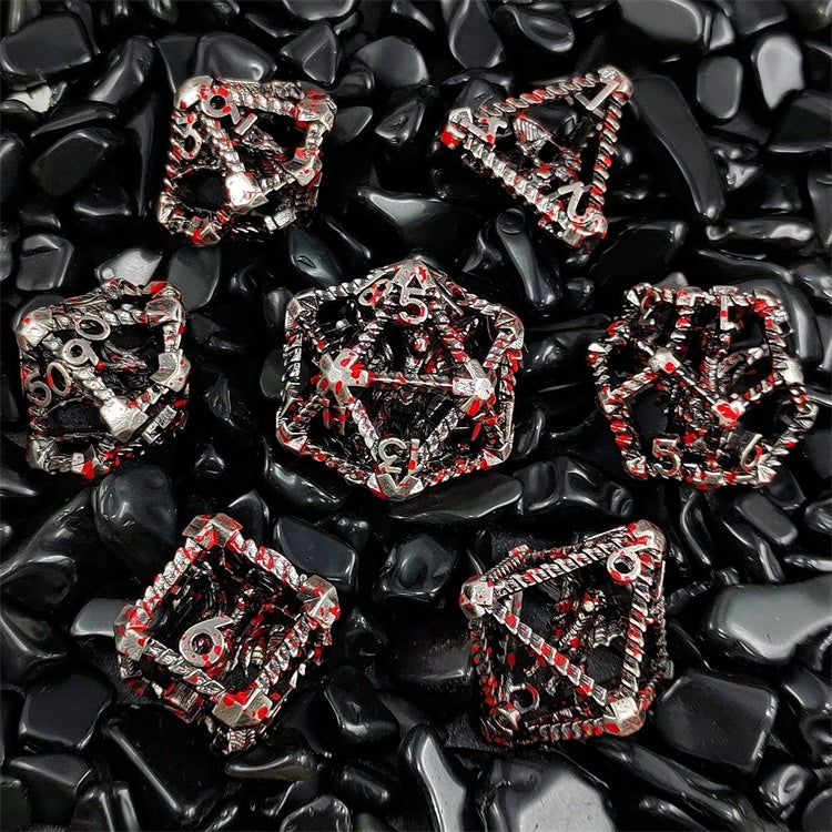 Hollow dragon metal dice set