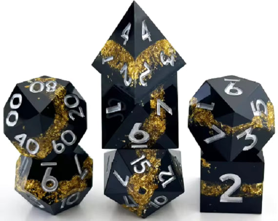 Handmade sharp edge dice Black gold