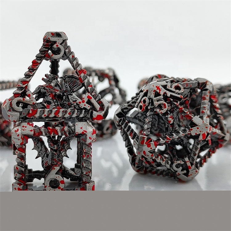 Hollow dragon metal dice set