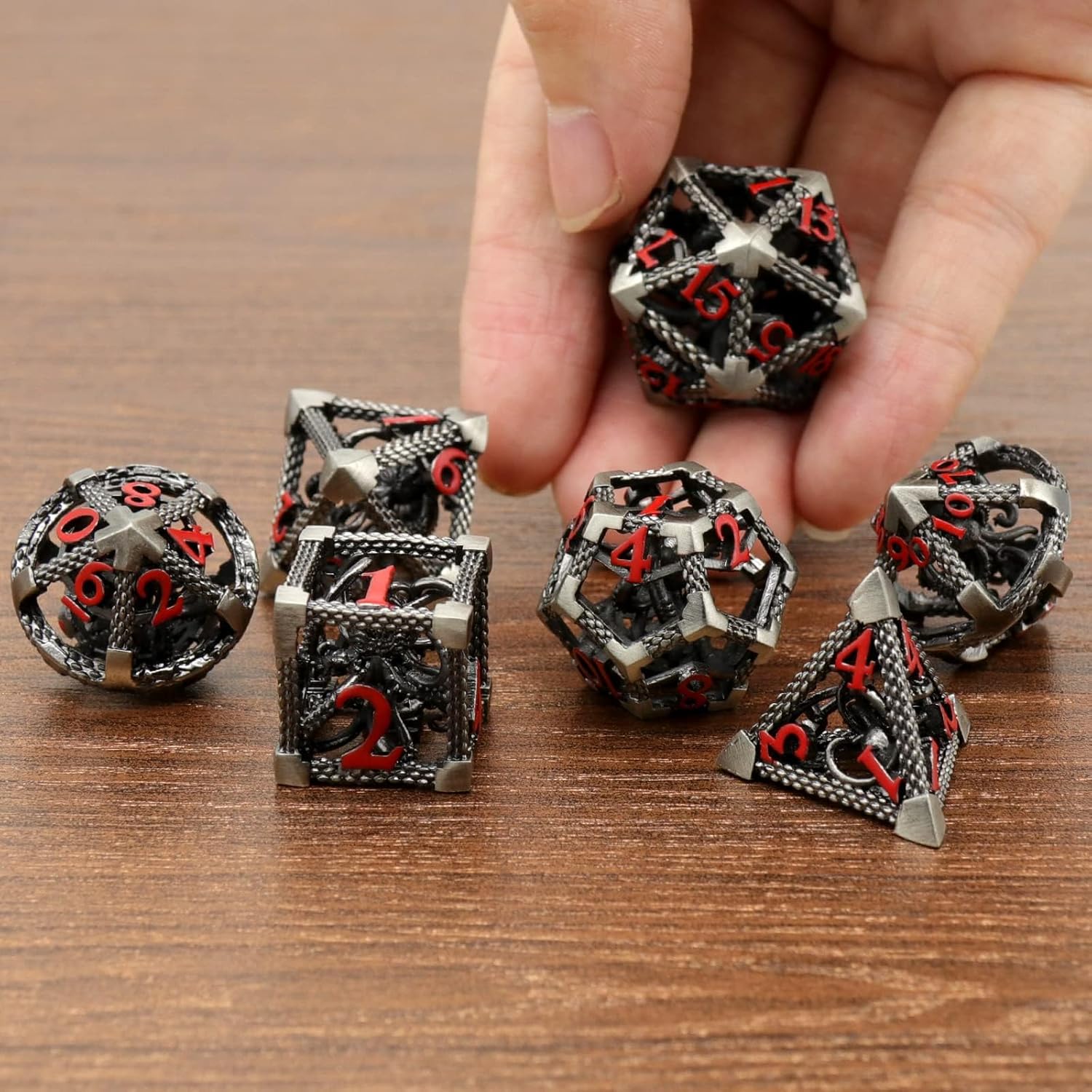Hollow Octopus metal dice set