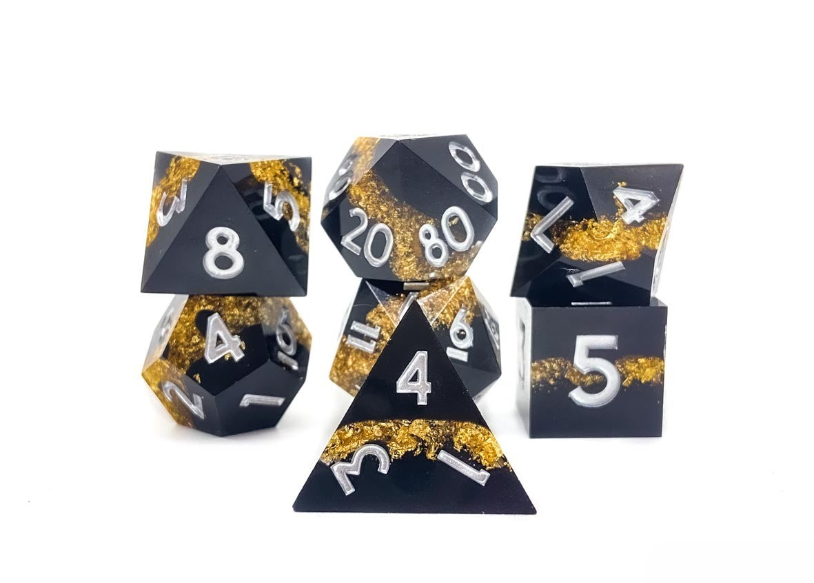 Handmade sharp edge dice Black gold