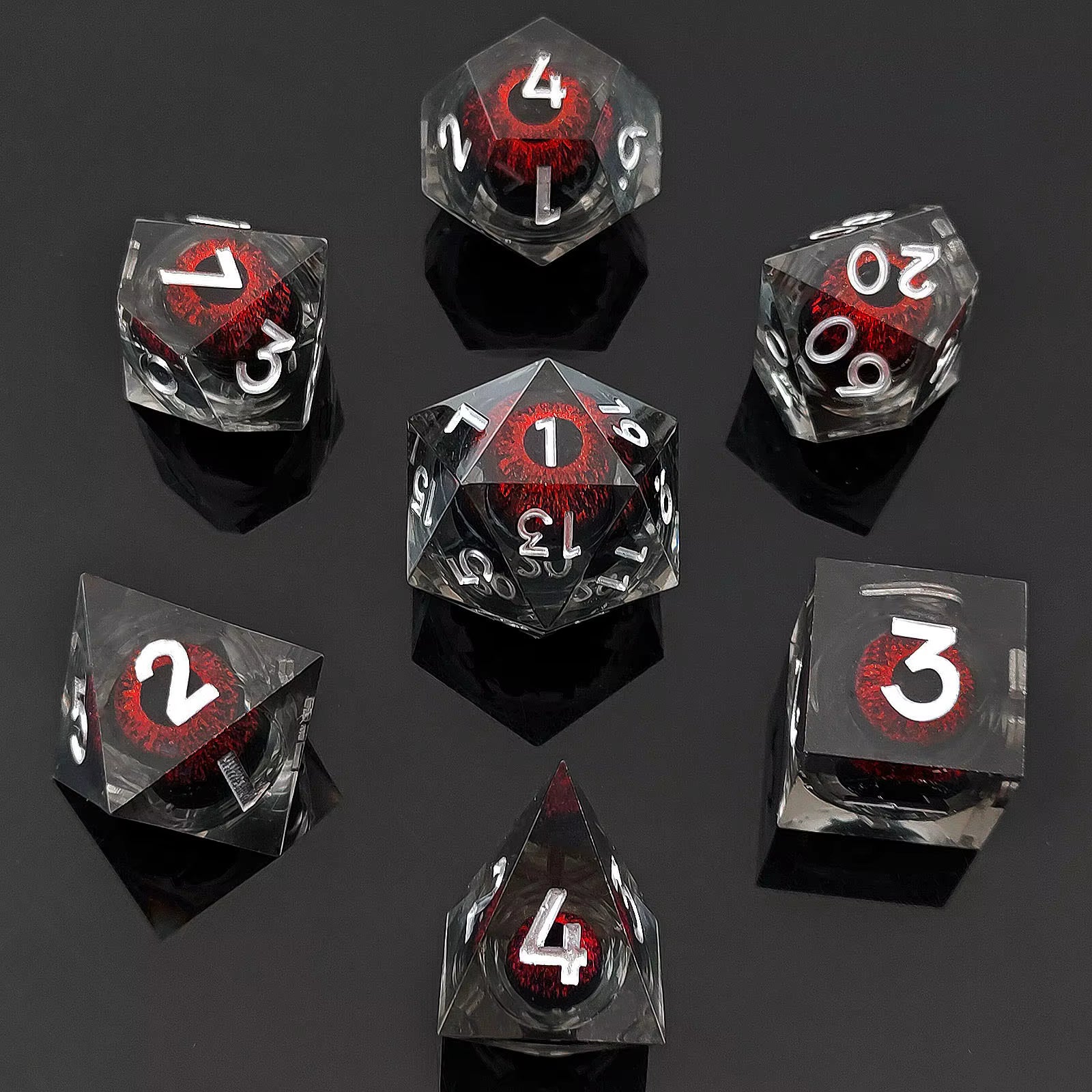 Moving Eye Bal Dice Set Liquid Core