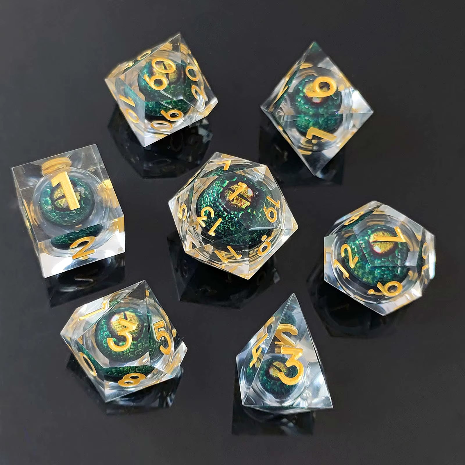 Moving Eye Bal Dice Set Liquid Core