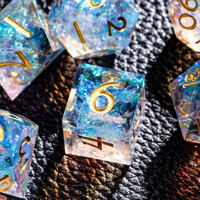 Handmade sharp edge blue purple DND Dice