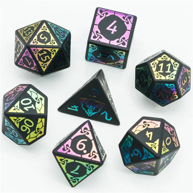 Colorful Obsidian gemstone dice