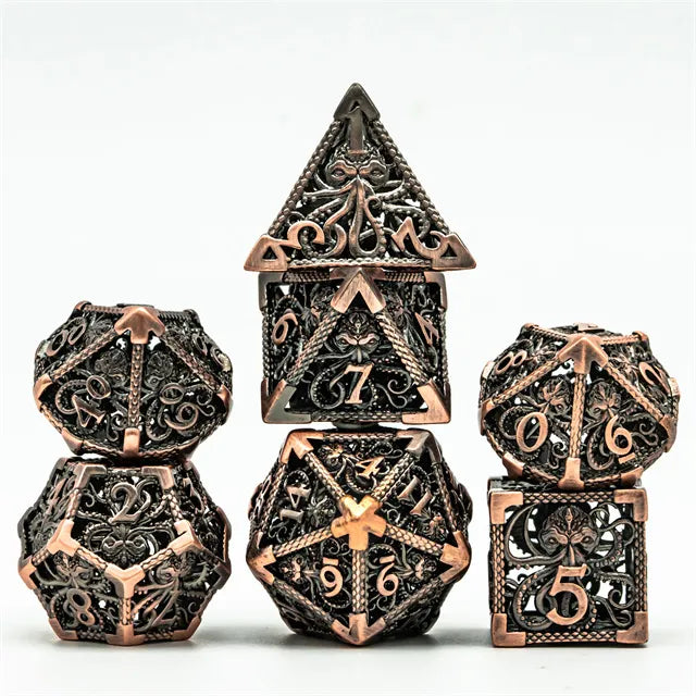 Hollow Octopus metal dice set
