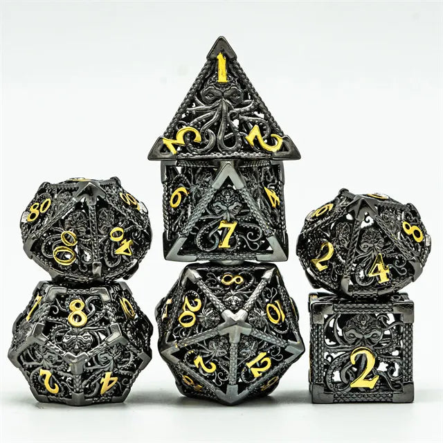 Hollow Octopus metal dice set