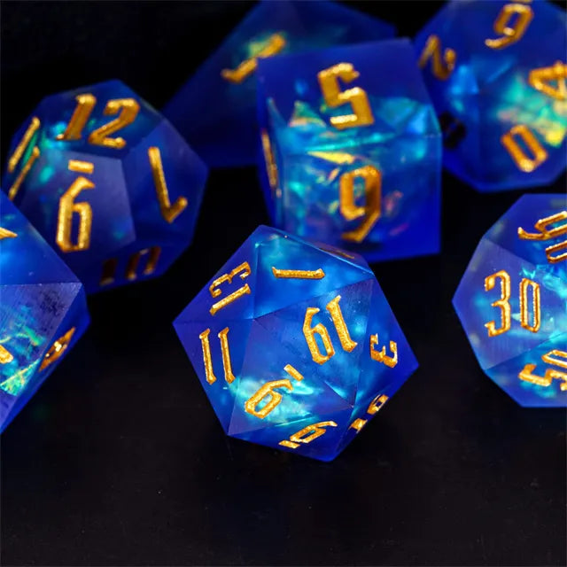 Handmade Frosted Dice Blauw