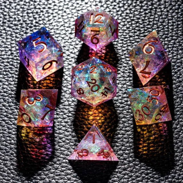 Handmade sharp edge purple orange DND Dice