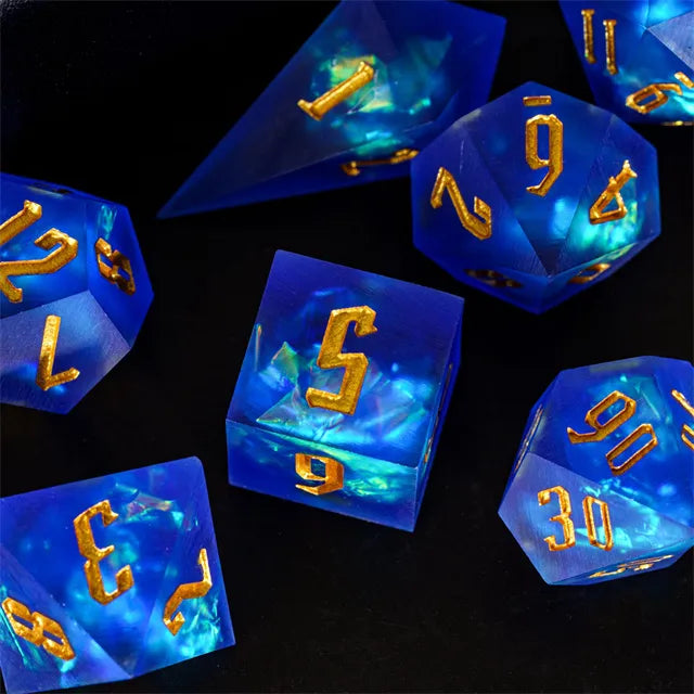 Handmade Frosted Dice Blauw