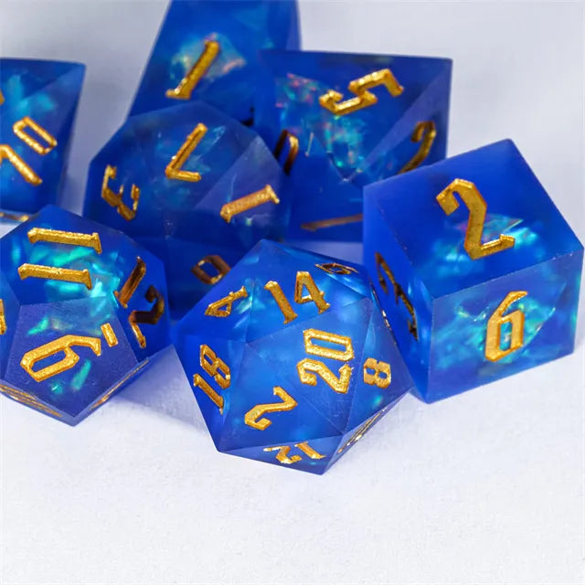 Handmade Frosted Dice Blauw