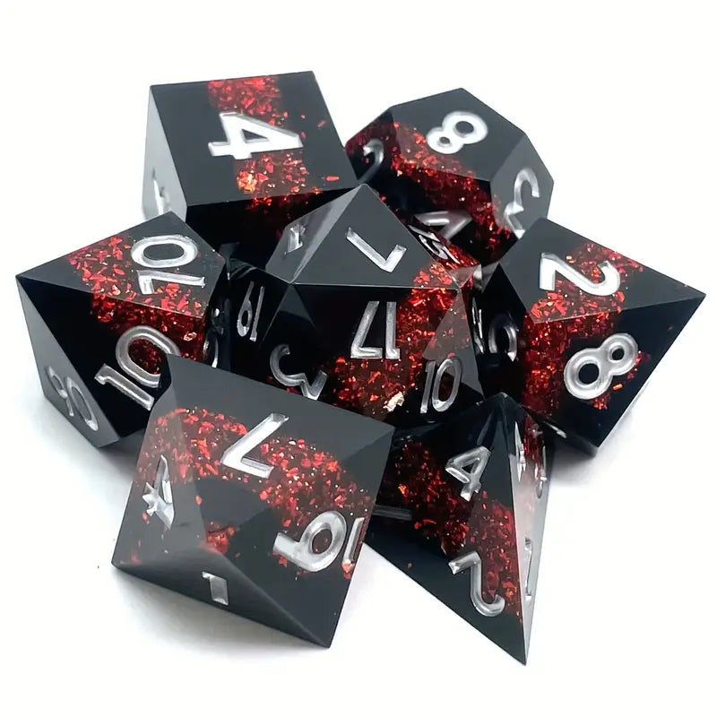 Handmade sharp edge dice Black red