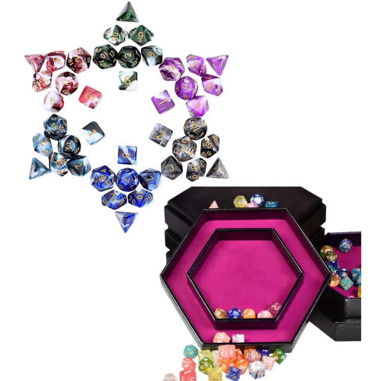 Luxe dice tray met opberg rand 6 hoeken